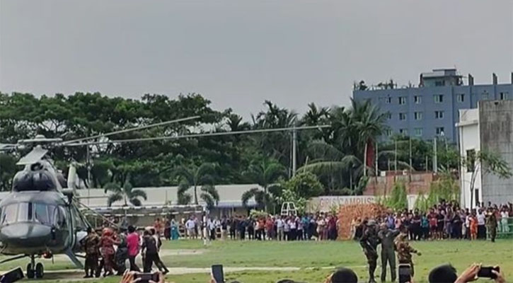 উত্তরায় বিমান বিধ্বস্ত: উদ্ধার অভিযানে বিমান বাহিনীর হেলিকপ্টার